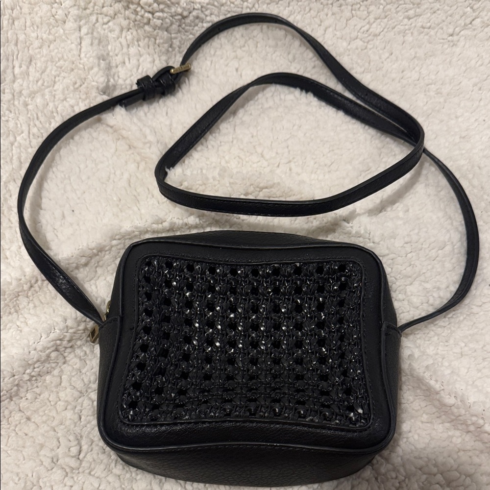 Anthropologie Black Textured Crossbody Bag